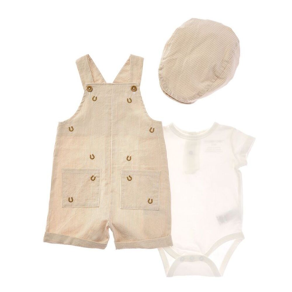 Shabby Chic Baby-Boys  3Pc Shortalls Set, Beige